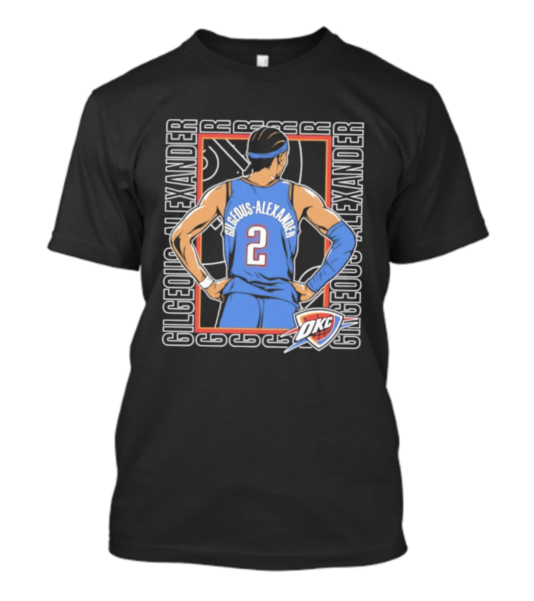Shai Gilgeous Alexander Oklahoma City Thunder Number 2 Player Pose Repeat T-Shirt