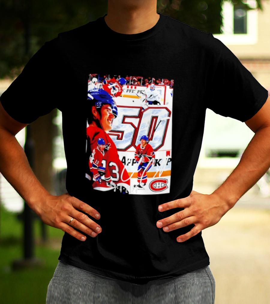 Montreal Canadiens Cole Caufield 50 Goals Celebration 2026 T-Shirt