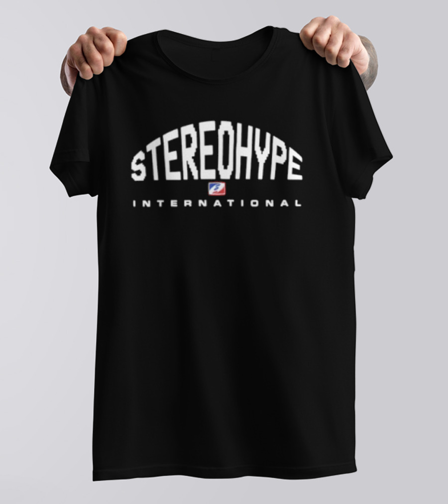 Stereohype International Arch Text With Red Blue Accent T-Shirt