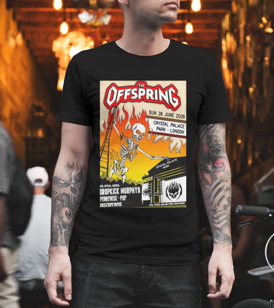 The Offspring Concert June 28 2026 Crystal Palace Park London Dropkick Murphys Pennywise Pup Destroy Boys T-Shirt