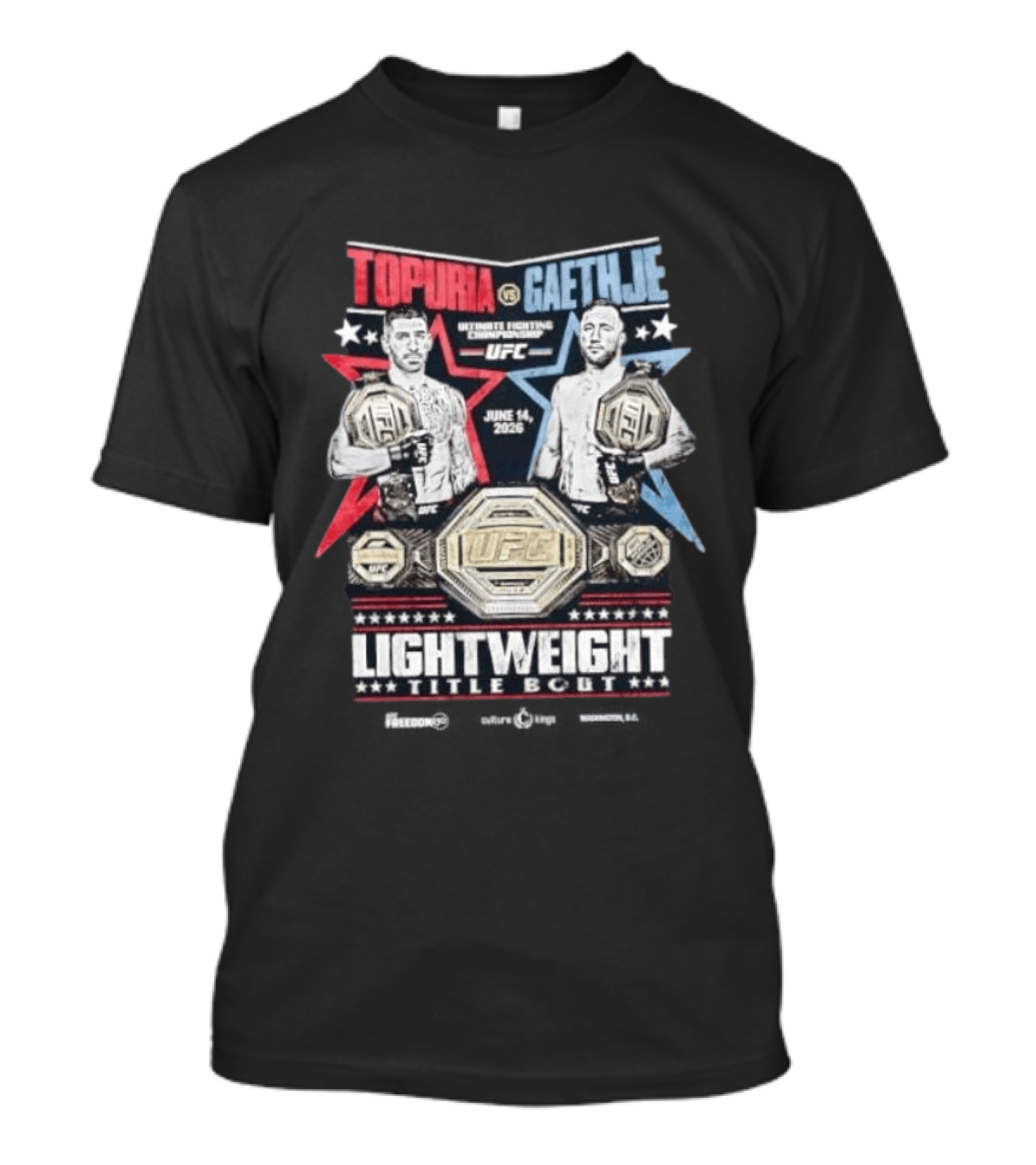 Topuria Vs Gaethje UFC Lightweight Title Bout June 14 2026 Championship T-Shirt