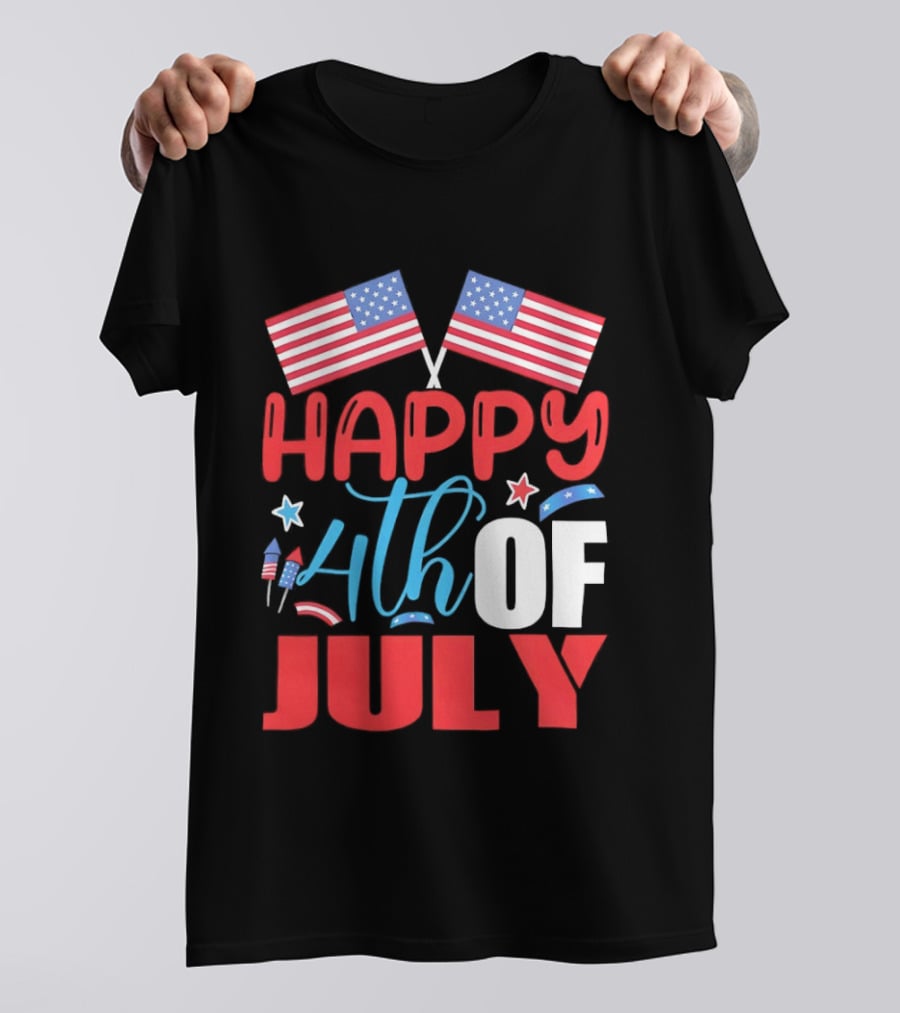 American Independence Day Happy 4th Of July USA Flags Celebration T-Shirt