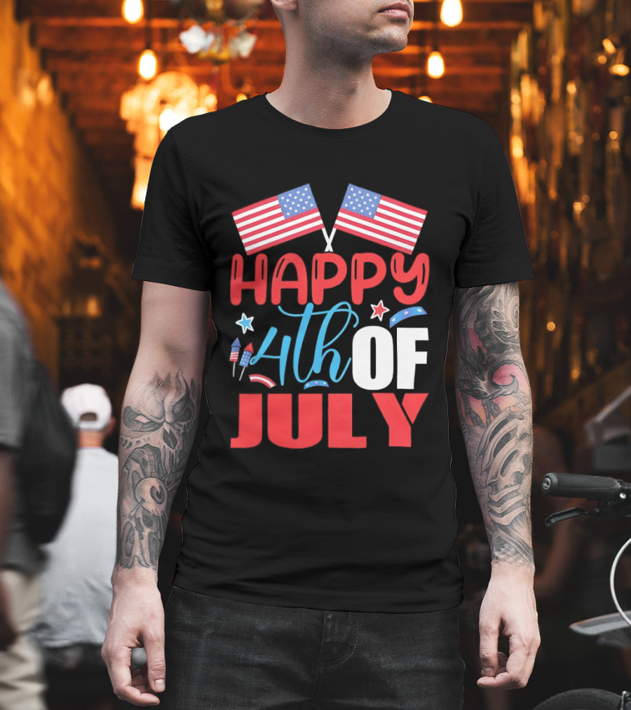 American Independence Day Happy 4th Of July USA Flags Celebration T-Shirt