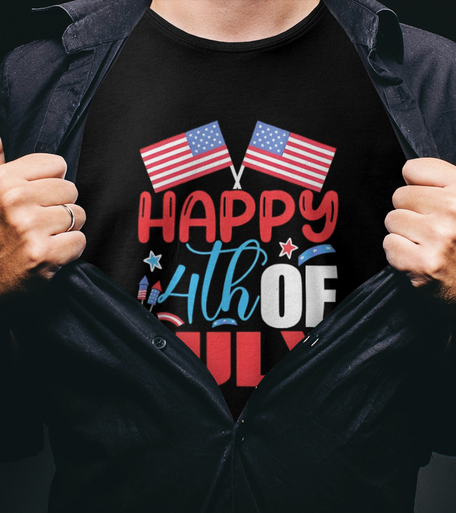 American Independence Day Happy 4th Of July USA Flags Celebration T-Shirt