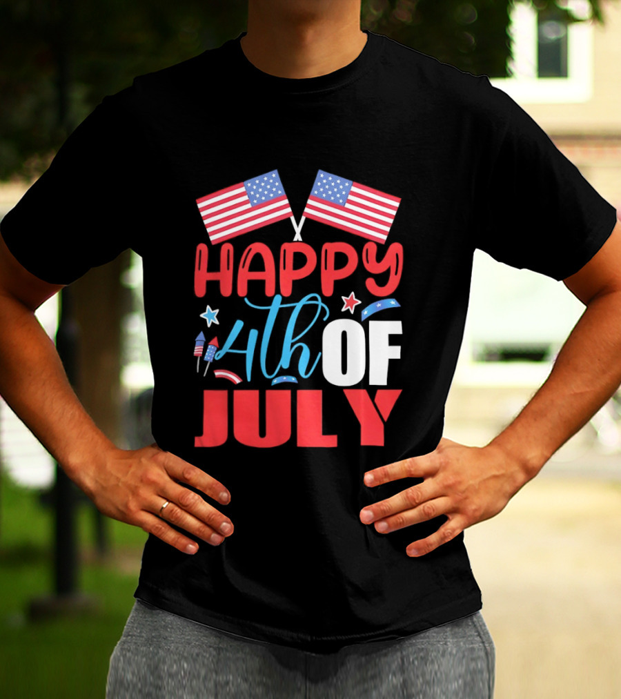American Independence Day Happy 4th Of July USA Flags Celebration T-Shirt