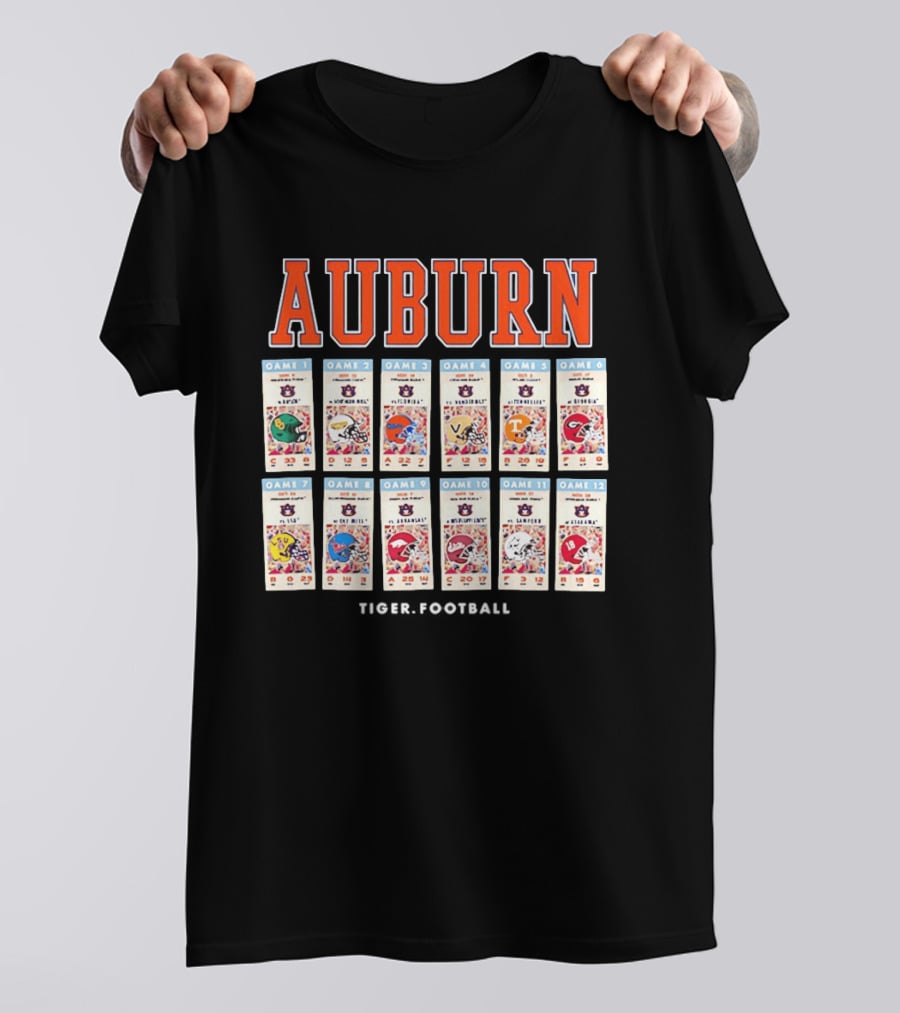Auburn Football Schedule 2023 Game Days Baylor Florida Vanderbilt Tennessee LSU Alabama T-Shirt