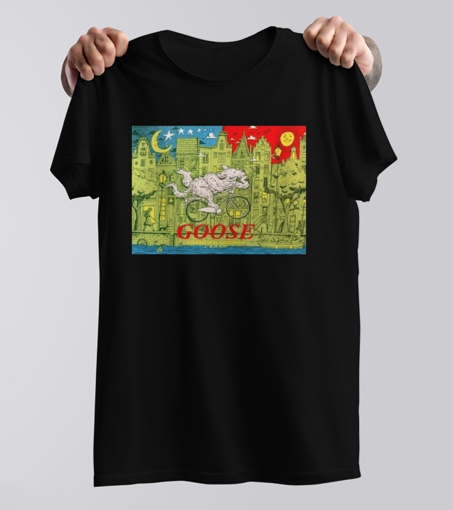 Goose Amsterdam Netherlands 2026 Melkweg Max 27 28 May Gig Bicycle Moon Sun Wolf Houses T-Shirt