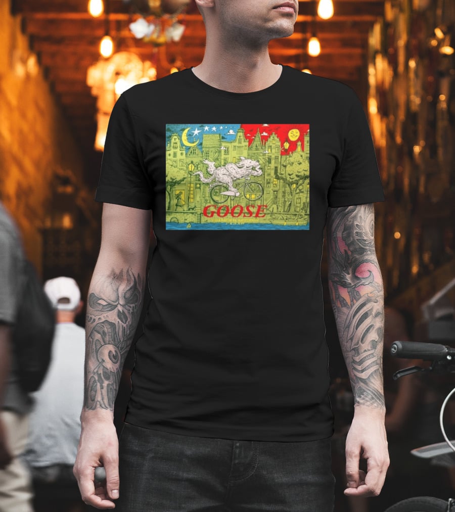 Goose Amsterdam Netherlands 2026 Melkweg Max 27 28 May Gig Bicycle Moon Sun Wolf Houses T-Shirt