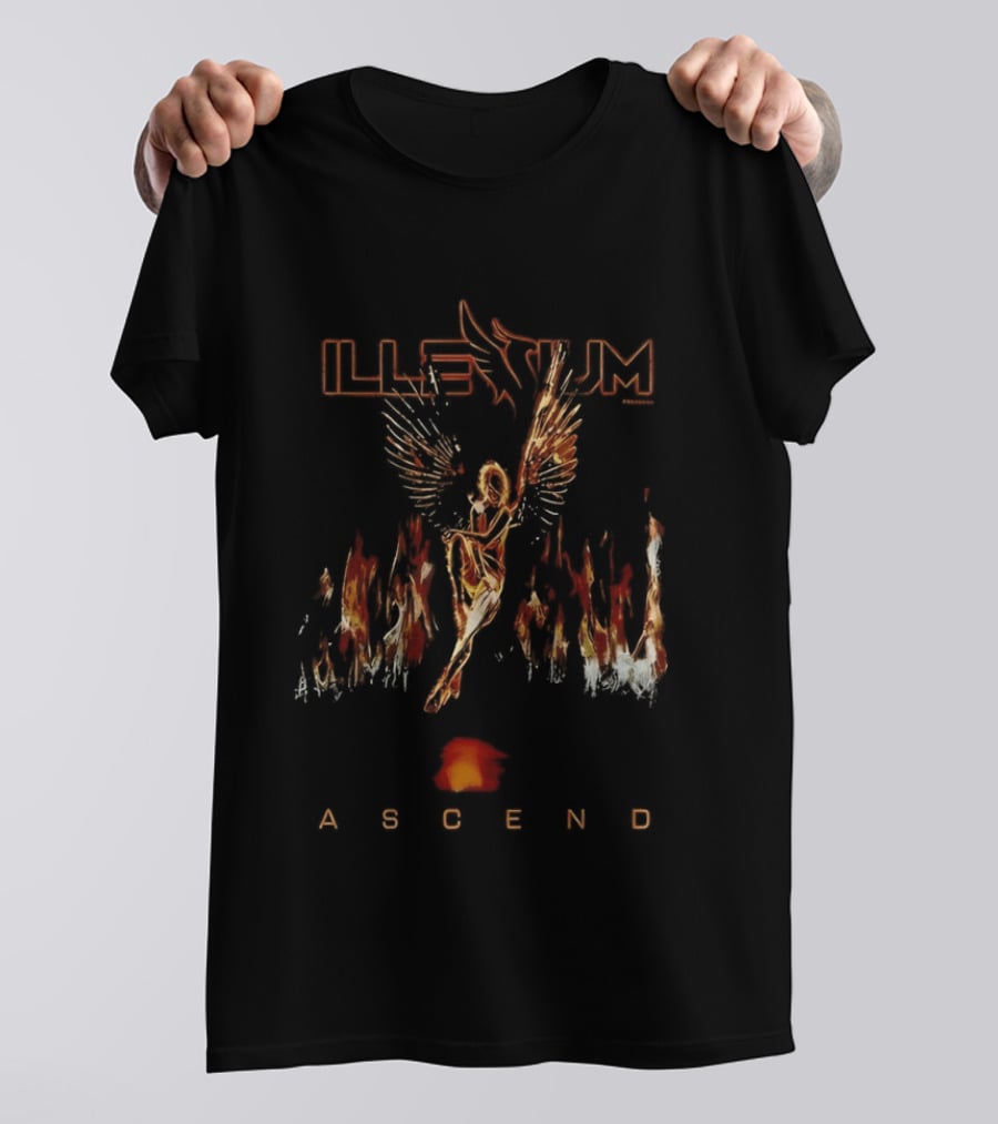 ILLENIUM Ascend Neon Phoenix Angel Wings In Flames T-Shirt