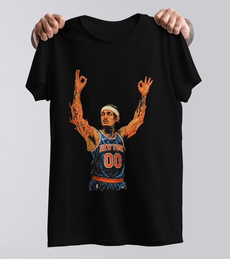 Jordan Clarkson New York Knicks Flaming Arms Basketball Game 1 2026 T-Shirt