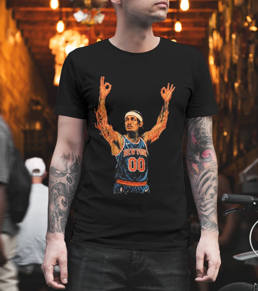 Jordan Clarkson New York Knicks Flaming Arms Basketball Game 1 2026 T-Shirt