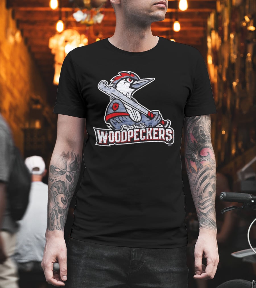 Fayetteville Woodpeckers Baseball Team Mascot Bat MLB T-Shirt