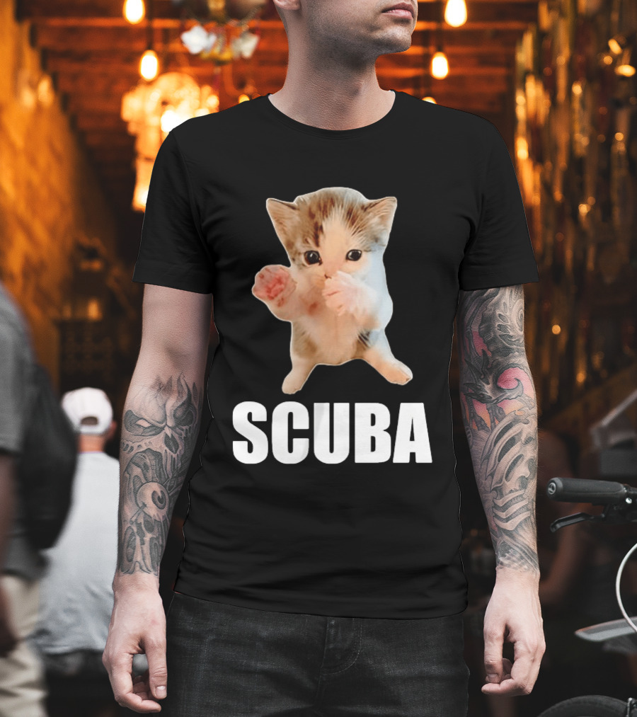 Kitten Cat Feline Pet Animal Martial Arts Scuba Meme Warrior Defender T-Shirt
