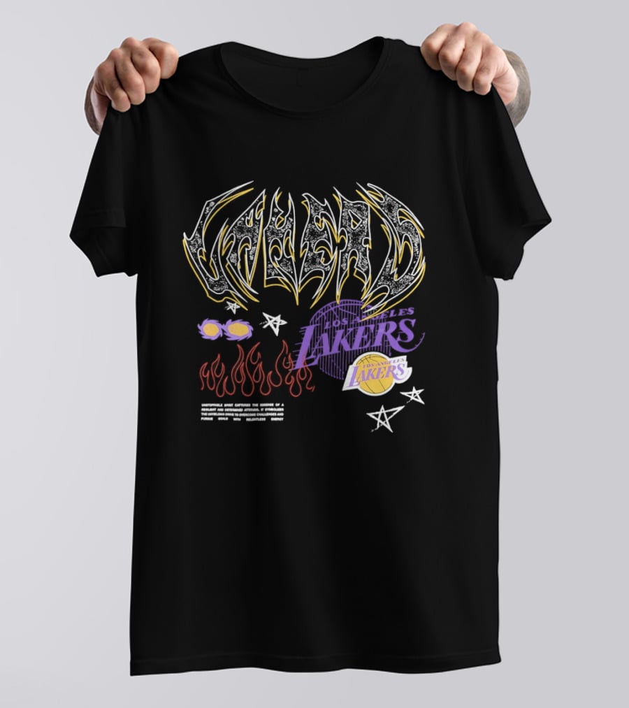 Los Angeles Lakers Unstoppable Spirit Essence Resilient Energy Dynamic Flames Stars Purple Vibes T-Shirt