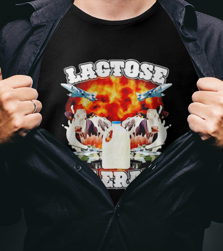 Lactose Tolerant Milk Cow Conflict With Military Jets And Tanks Explosion T-Shirt
