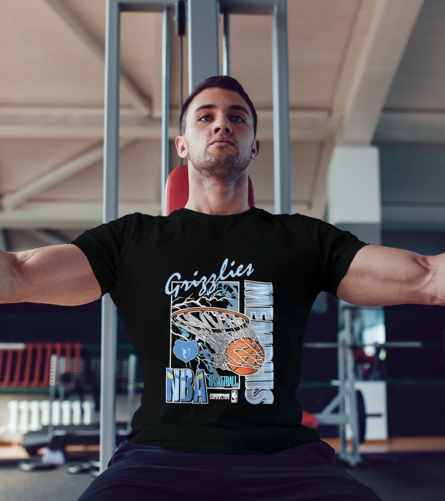 Grizzlies Memphis Basketball NBA Bear Logo And Hoop T-Shirt