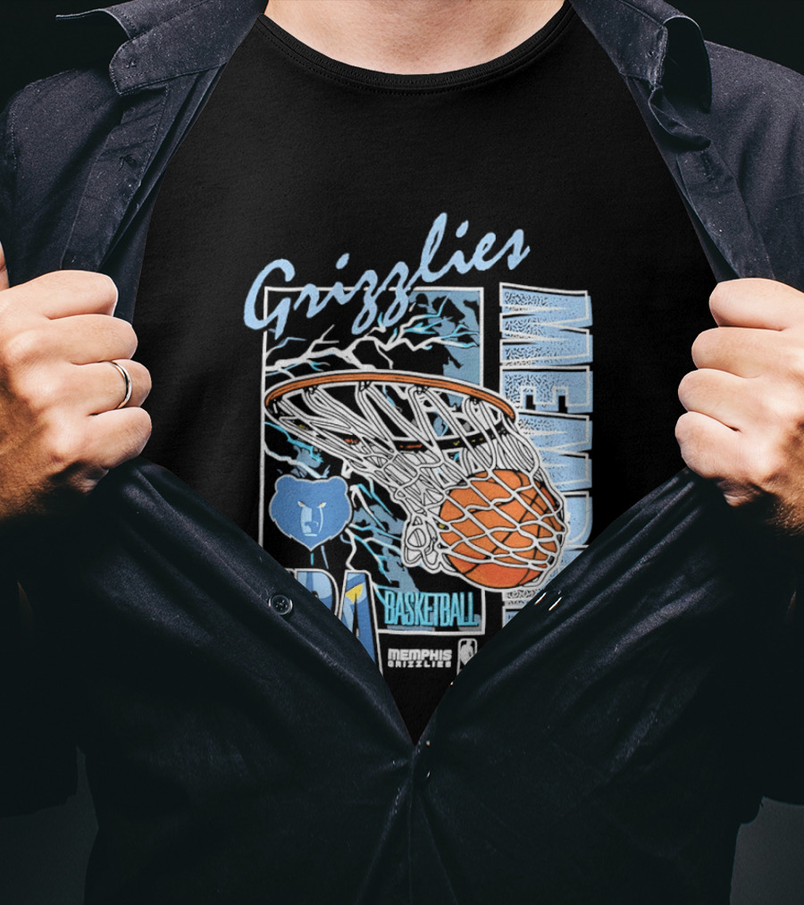 Grizzlies Memphis Basketball NBA Bear Logo And Hoop T-Shirt