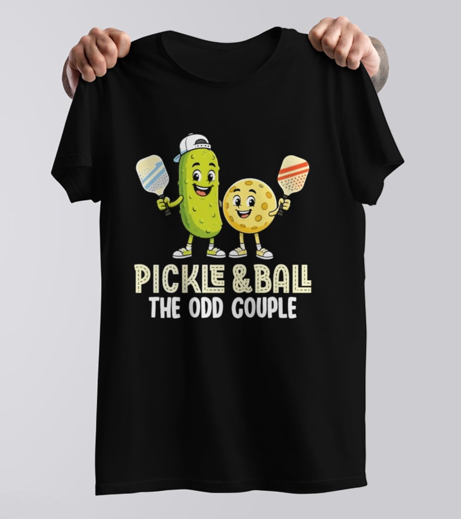 Pickleball Pickle And Ball The Odd Couple Pickle & Ball Paddle Fun T-Shirt