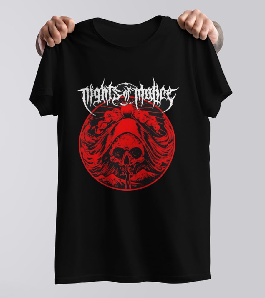 Nights Of Malice Near Death Skull Art Dark Red T-Shirt