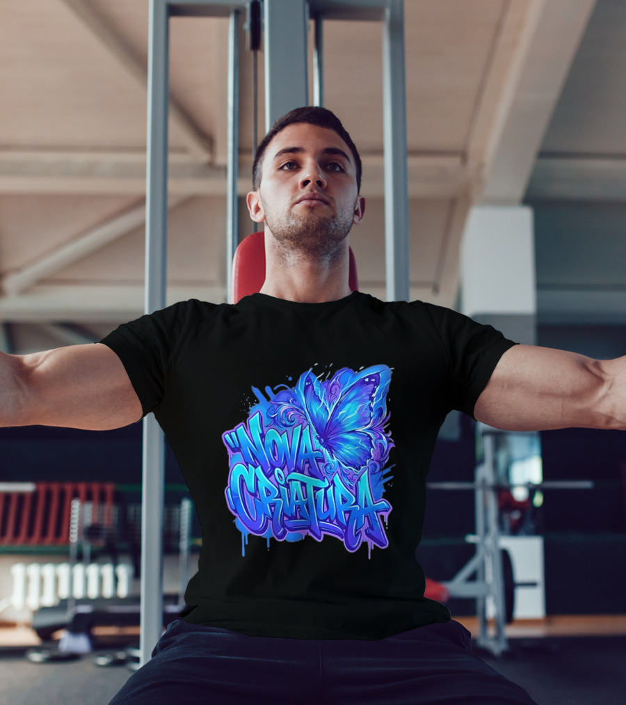 Nova Criatura Butterfly Electric Blue Street Art Aesthetic T-Shirt