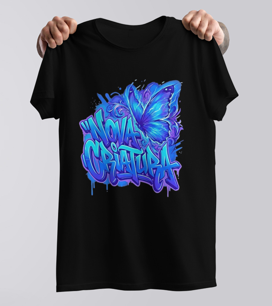 Nova Criatura Butterfly Electric Blue Street Art Aesthetic T-Shirt