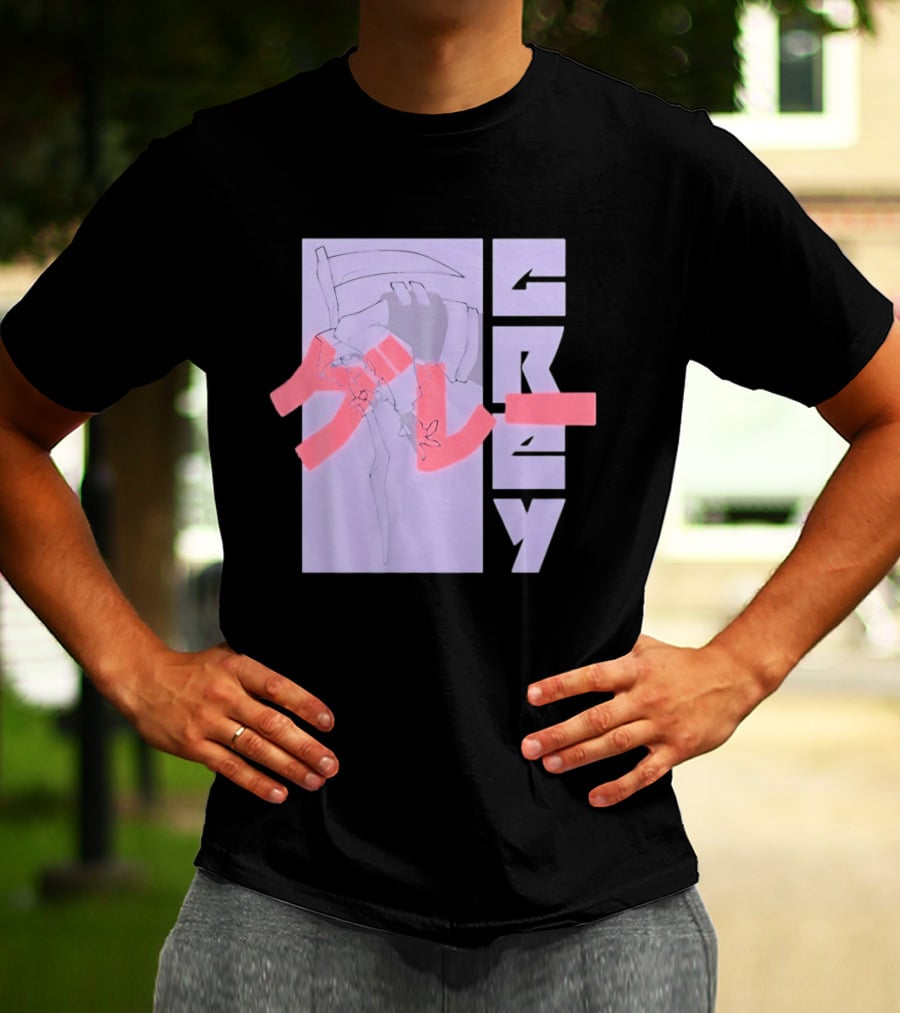Grim Reaper Grey Japanese Kanji T-Shirt