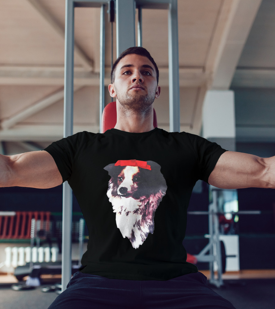 Sabrina Carpenter Collie Dog With Red Bow T-Shirt