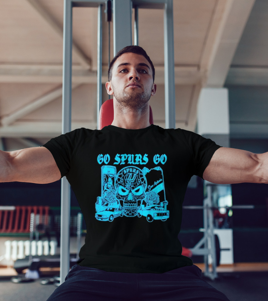 Go Spurs Go San Antonio Spurs NBA Skull And Cars T-Shirt