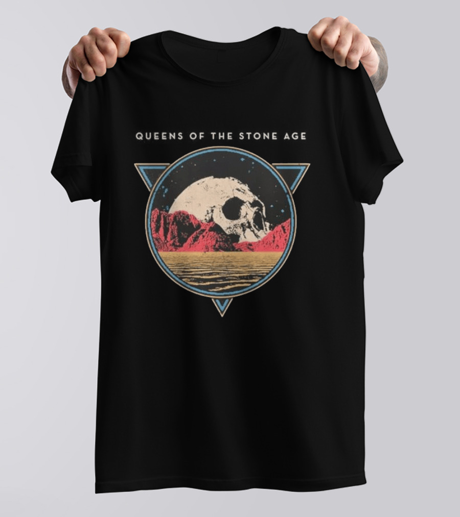 Queens Of The Stone Age Floating Skull Over Desert Scene T-Shirt