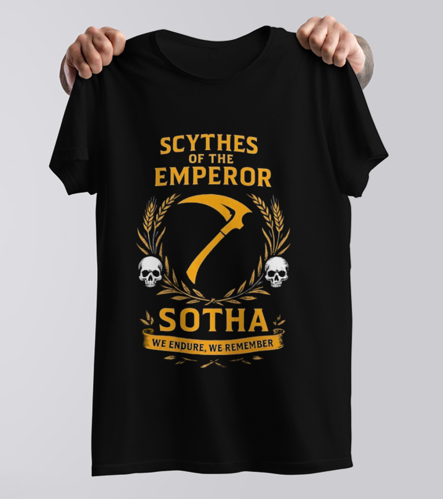 Scythes Of The Emperor Sotha We Endure We Remember Skulls And Laurel Wreath T-Shirt
