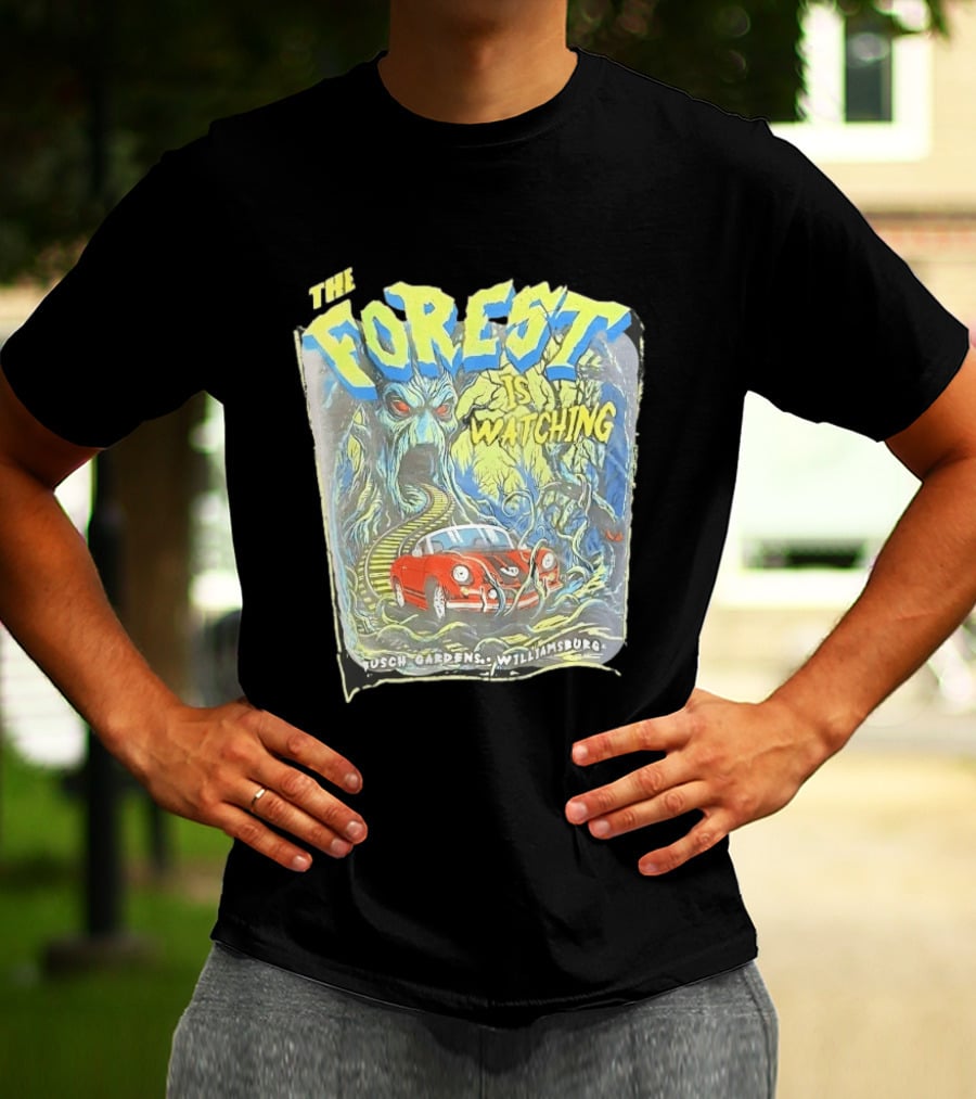 The Forest Is Ing Busch Gardens Williamsburg Red Car And Creepy Trees T-Shirt