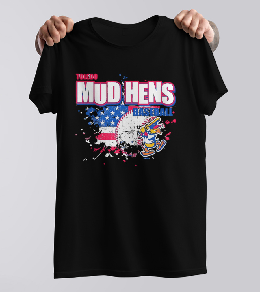 Toledo Mud Hens American Flag Splatter Baseball T-Shirt