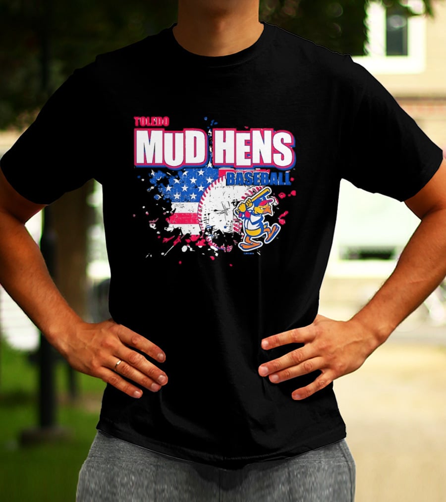 Toledo Mud Hens American Flag Splatter Baseball T-Shirt