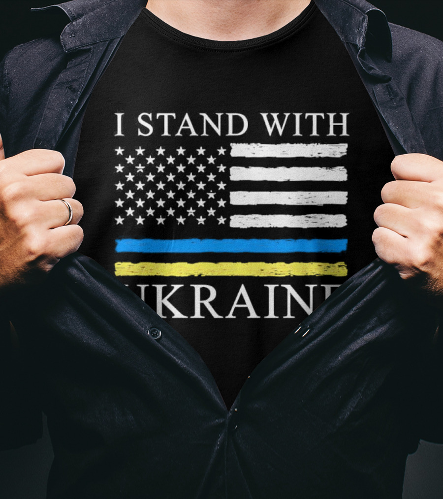 I Stand With Ukraine USA Flag Support T-Shirt