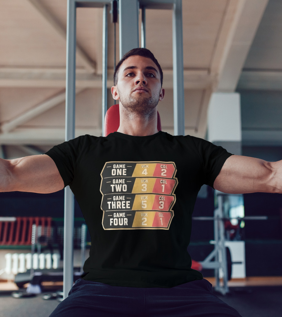 Vegas Golden Knights Vs Colorado Avalanche Game One To Four Scores VGK COL T-Shirt