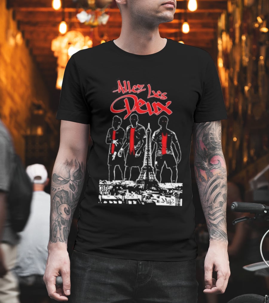 Allez Les Deux Paris Football Team Spirit Enthusiast's Red And White Players T-Shirt