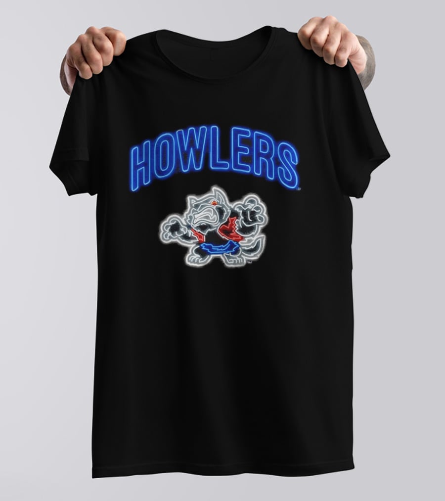 Howlers Neon Wolf Men's Animated Cartoon T-Shirt