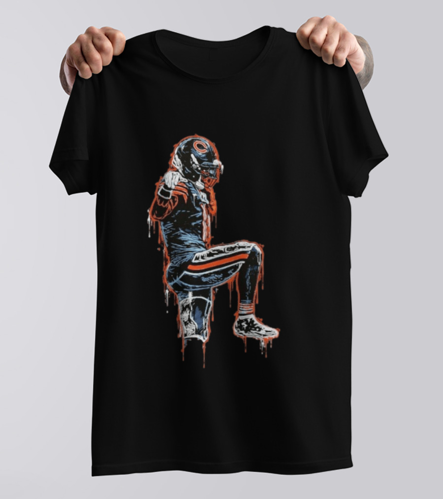 DC4L Custom Crane Stance Kneeling Football Player Streaking Drips T-Shirt
