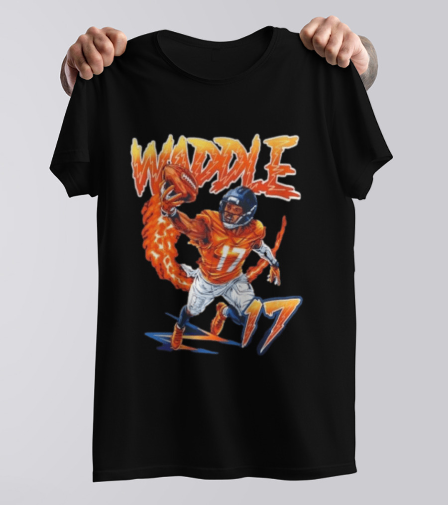 Waddle 17 Football Catch Orange And Blue Player T-Shirt