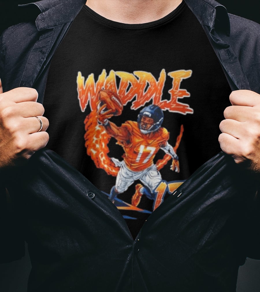 Waddle 17 Football Catch Orange And Blue Player T-Shirt