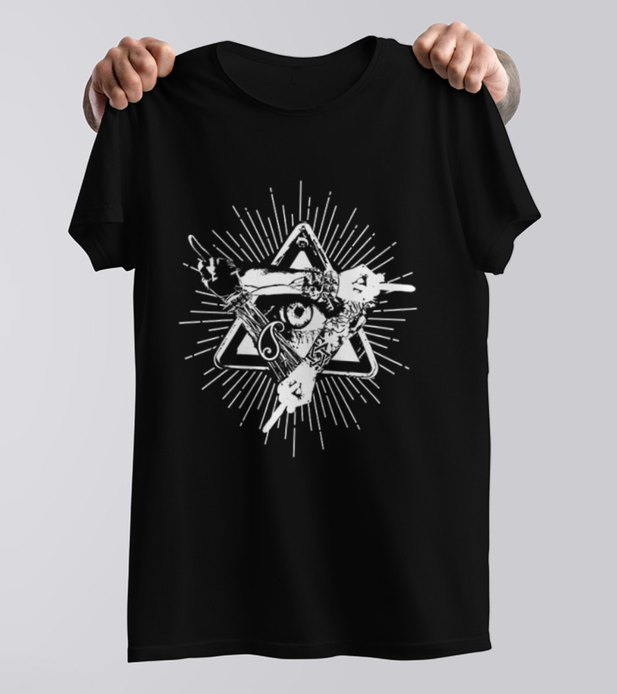 Invisible All Seeing Eye Illuminati Pyramid With Radiant Angel Amidst Stars And Numbers 369 Symbolism T-Shirt