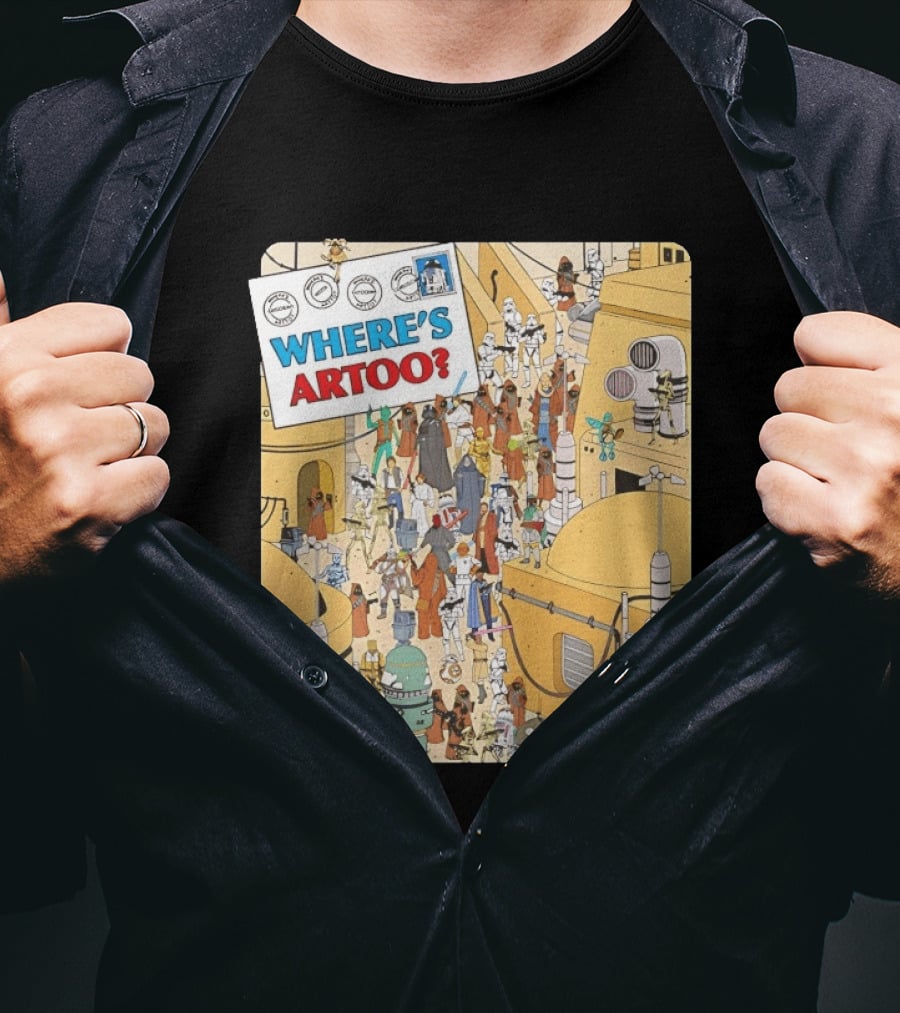 Where's Artoo Star Wars R2 D2 Tatooine Scene T-Shirt