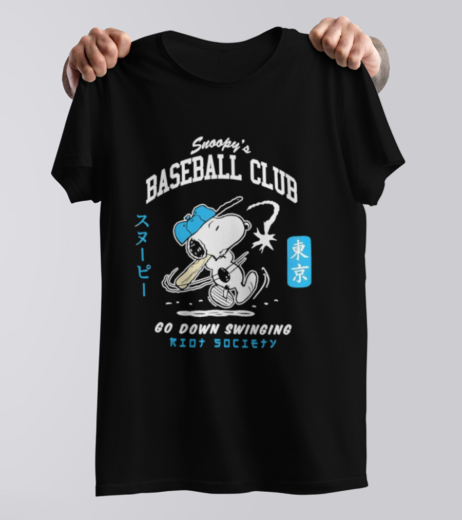 Snoopy Baseball Club Tokyo Go Down Swinging Riot Society T-Shirt