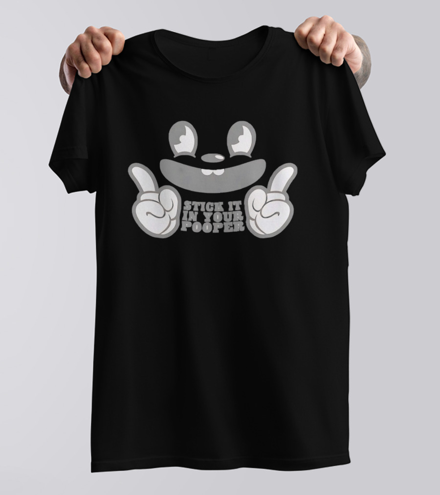 Stick It In Your Pooper Rubber Hose Style Cartoon Face T-Shirt