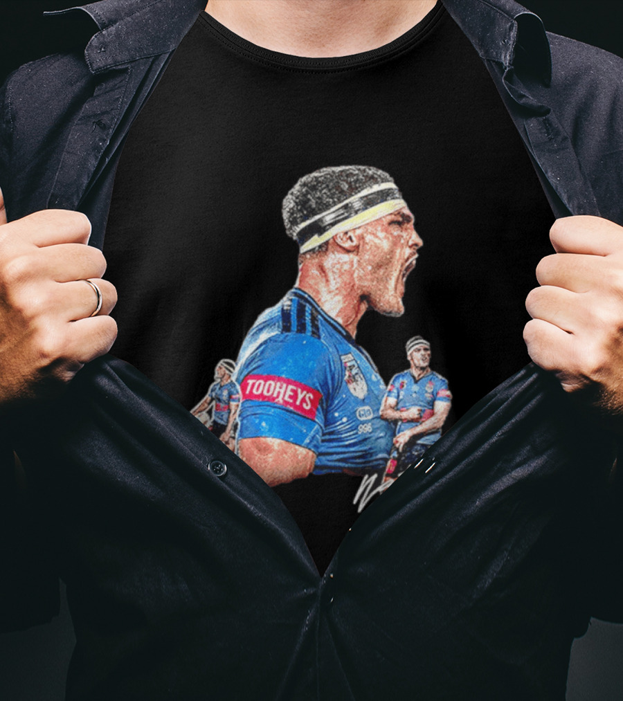 Tooheys Nathan Cleary NSW Blues Rugby Player Collage T-Shirt