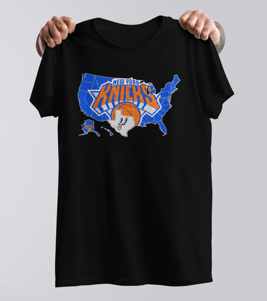 New York Knicks San Antonio Spurs USA Map T-Shirt