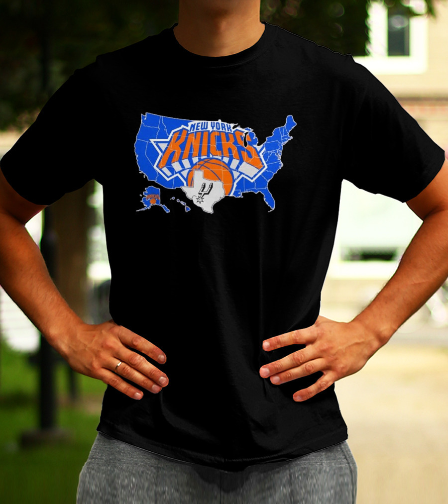New York Knicks San Antonio Spurs USA Map T-Shirt