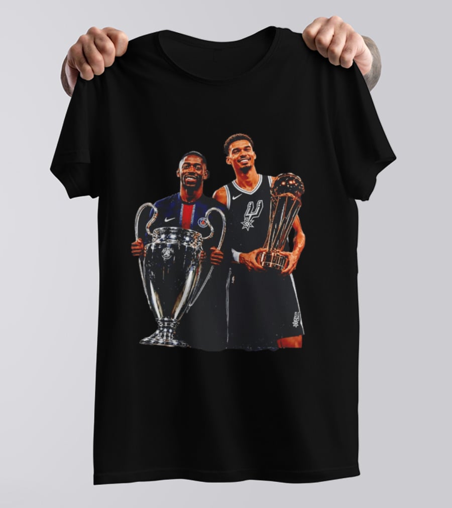 Ousmane Dembele PSG UEFA Champions League Victor Wembanyama San Antonio Spurs NBA Trophy T-Shirt