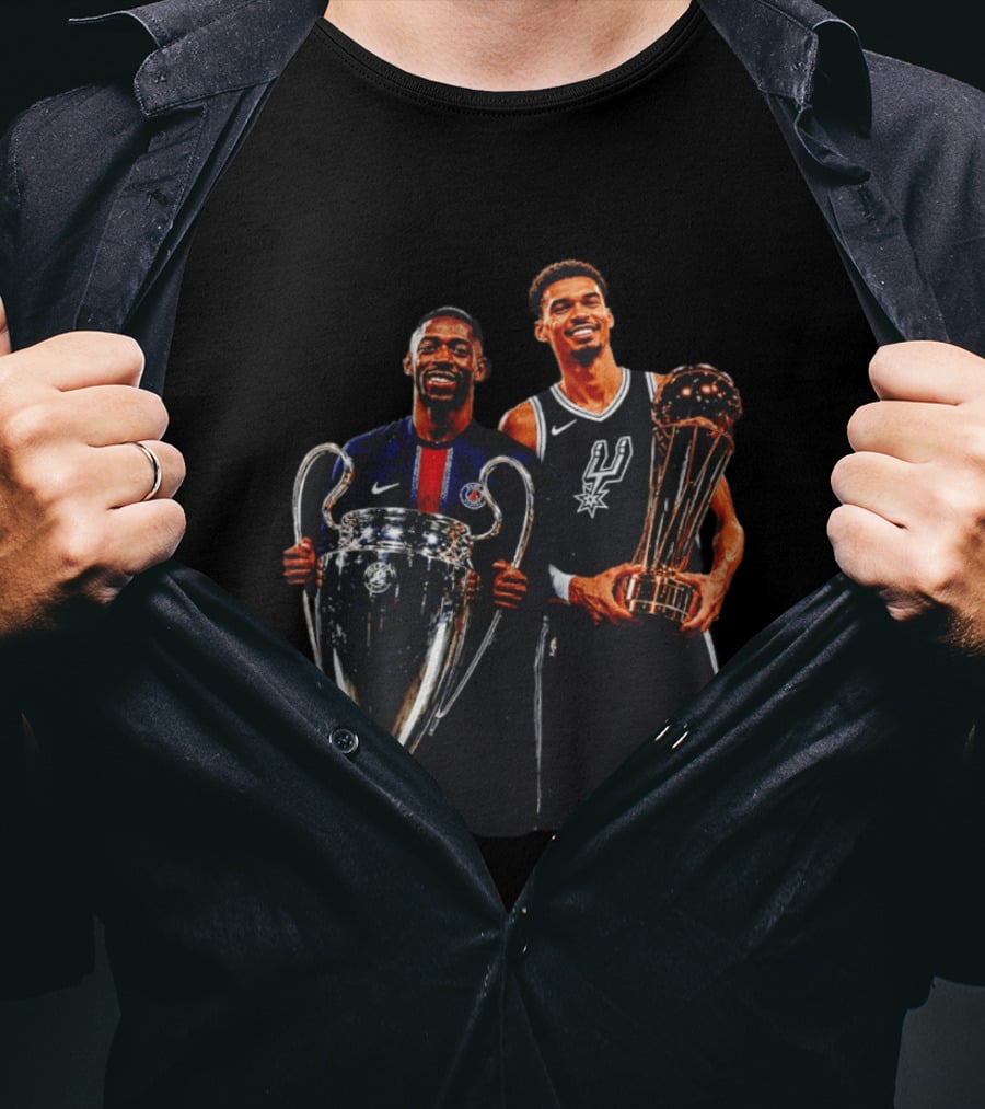 Ousmane Dembele PSG UEFA Champions League Victor Wembanyama San Antonio Spurs NBA Trophy T-Shirt