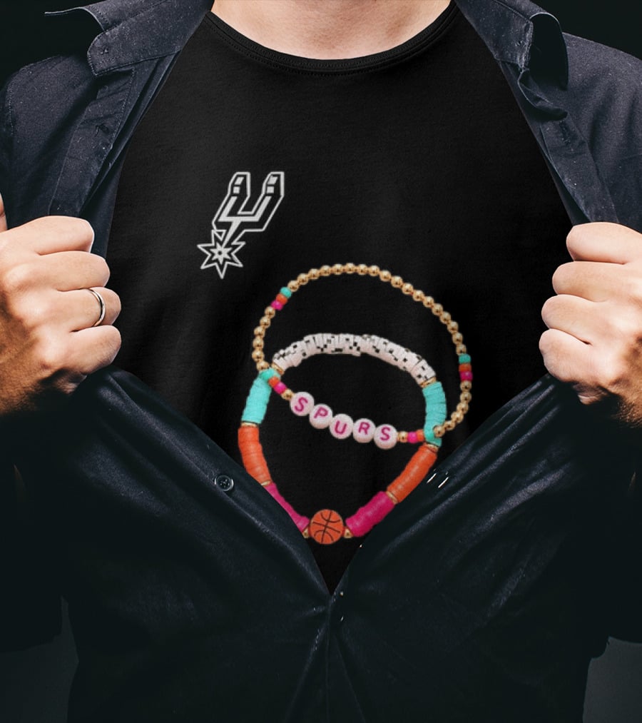San Antonio Spurs Beaded Bracelet Set Basketball Fan Accessories T-Shirt